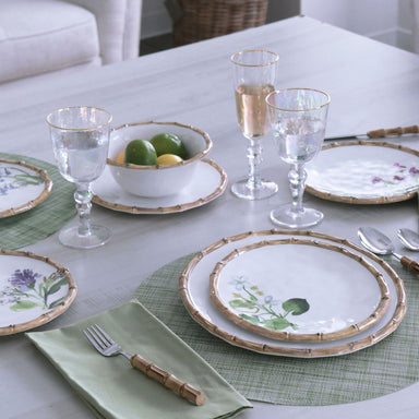 Beatriz Ball Serveware Beatriz Ball VIDA Bamboo Floral Salad Plates Set of 4 (White and Multi)