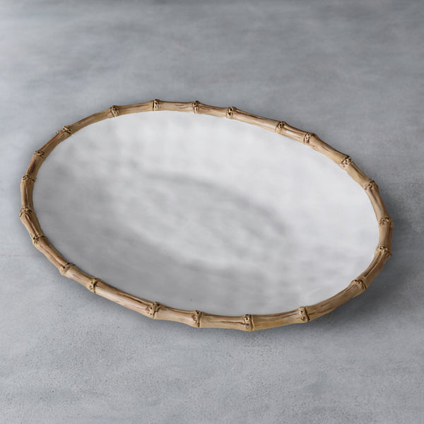 Beatriz Ball Serveware Beatriz Ball VIDA Bamboo Large Oval Platter (White and Natural)