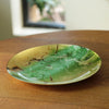 Beatriz Ball Serveware NEW ORLEANS Glass Green and Gold Marble Large Round Platter - Large