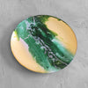 Beatriz Ball Serveware NEW ORLEANS Glass Green and Gold Marble Large Round Platter - Large