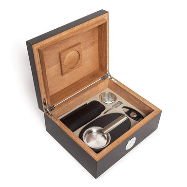 Brouk & Co Giftware Matte Ebony Cigar Humidor Gift Set