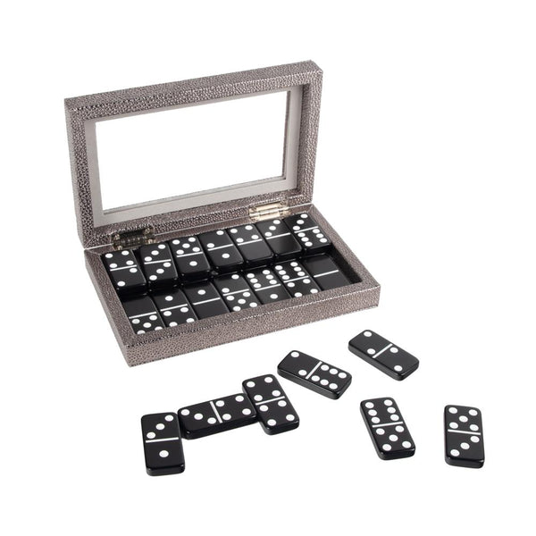 Brouk & Co Giftware Silver Onyx Domino Set