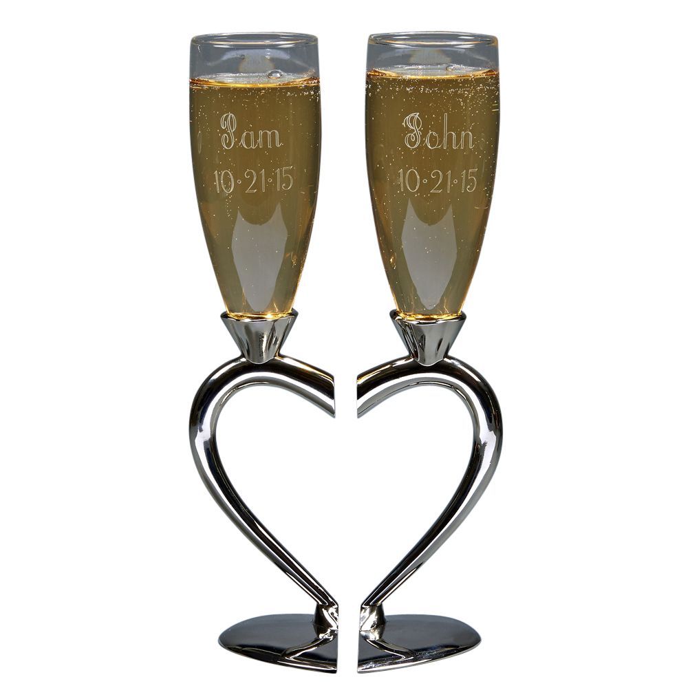 Creative Gifts Giftware Toasting Goblets With Heart Shaped Separating Base & Stem