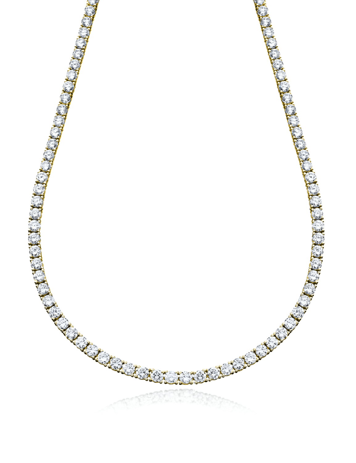 Crislu Jewelry Classic Tennis Necklace Finished in 18kt Yellow Gold - 16"