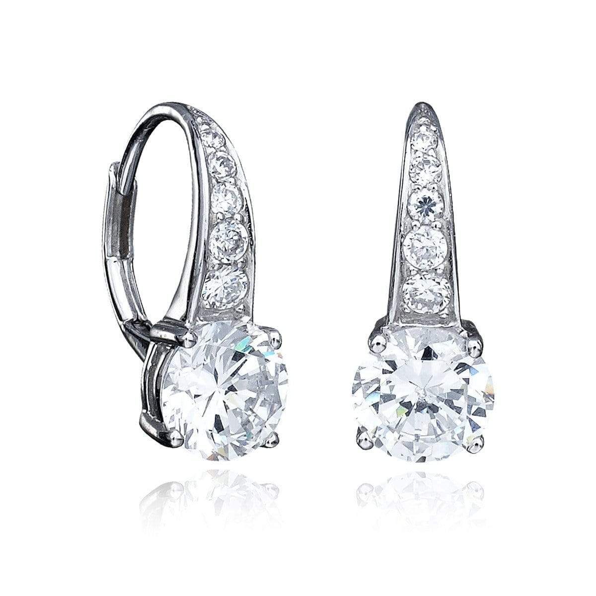 Crislu Jewelry CRISLU Accented Brilliant Cut Earrings Finished in Pure Platinum