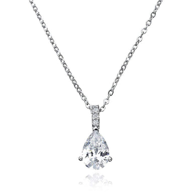 Crislu Jewelry CRISLU Accented Pear Pendant Finished in Pure Platinum