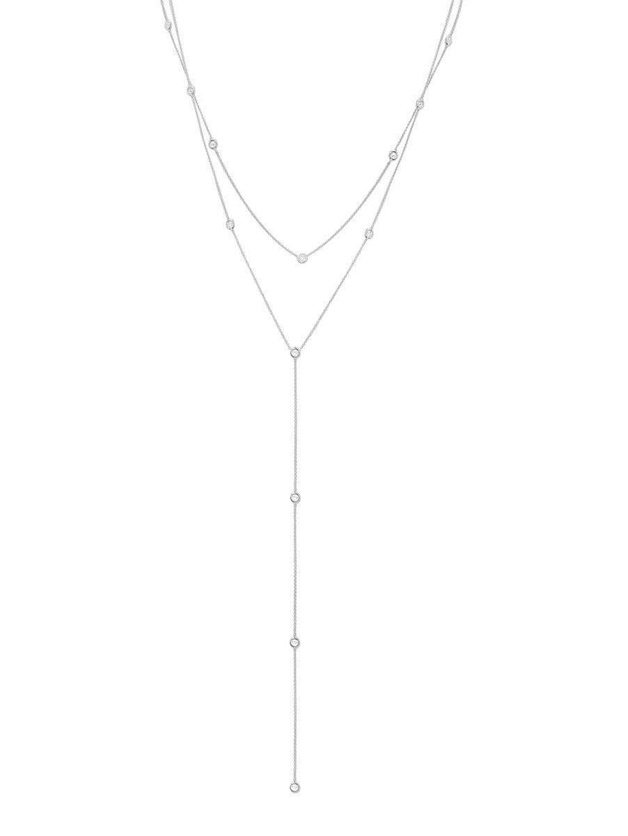 Crislu Jewelry CRISLU Adjustable Layered Y-Necklace finished in Pure Platinum