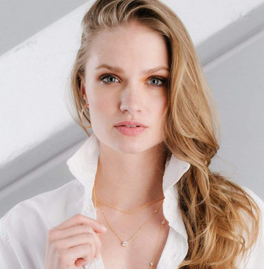Crislu Jewelry CRISLU Bezel 16" Necklace Finished in 18KT Gold