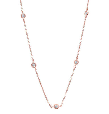 Crislu Jewelry CRISLU Bezel 16" Necklace Finished in 18KT Rose Gold