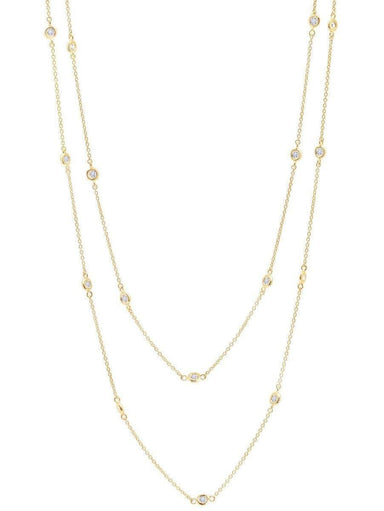 Crislu Jewelry CRISLU Bezel 36" Necklace Finished in 18KT Gold