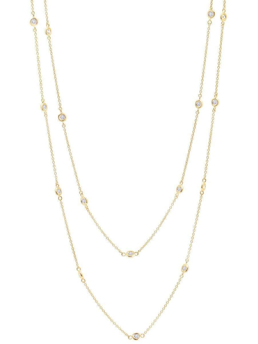 Crislu Jewelry CRISLU Bezel 36" Necklace Finished in 18KT Gold