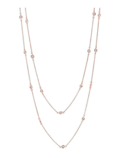 Crislu Jewelry CRISLU Bezel 36" Necklace Finished in 18KT Rose Gold