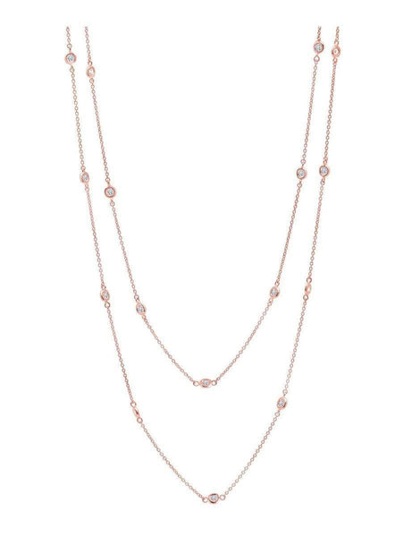 Crislu Jewelry CRISLU Bezel 36" Necklace Finished in 18KT Rose Gold