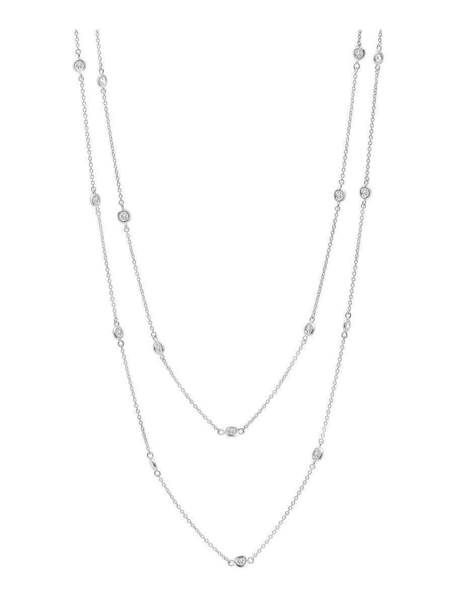 Crislu Jewelry CRISLU Bezel 36" Necklace Finished in Pure Platinum 2mm