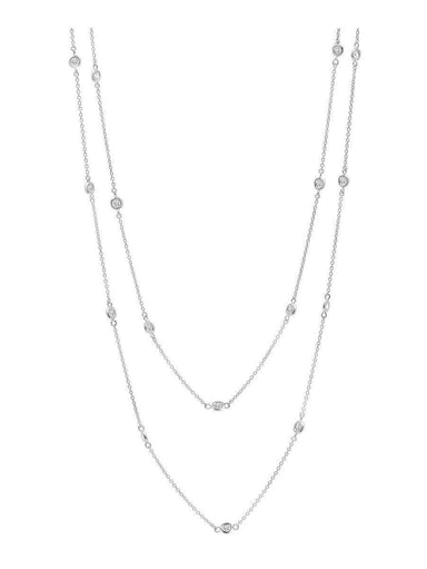 Crislu Jewelry CRISLU Bezel 36" Necklace Finished in Pure Platinum 4mm