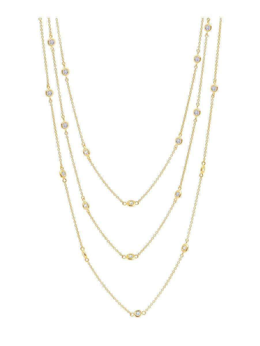 Crislu Jewelry CRISLU Bezel 48" Necklace Finished in 18KT Gold