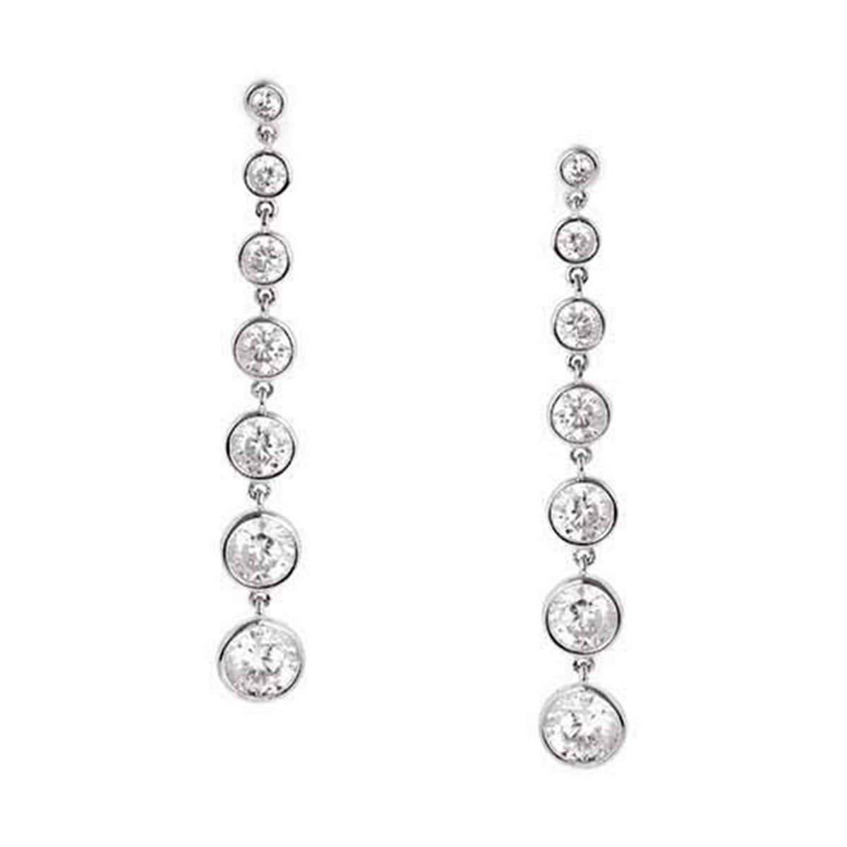 Crislu Jewelry CRISLU Bezel Set 2.9 Carat Drop Earrings Finished in Pure Platinum