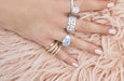 Crislu Jewelry CRISLU Blue Quartz Cocktail Ring With Cushion & Half-Moon Stones - Size 6