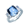 Crislu Jewelry CRISLU Blue Quartz Cocktail Ring With Cushion & Half-Moon Stones - Size 7