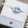 Crislu Jewelry CRISLU Blue Quartz Cocktail Ring With Cushion & Half-Moon Stones - Size 7