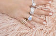 Crislu Jewelry CRISLU Blue Quartz Cocktail Ring With Cushion & Half-Moon Stones - Size 8