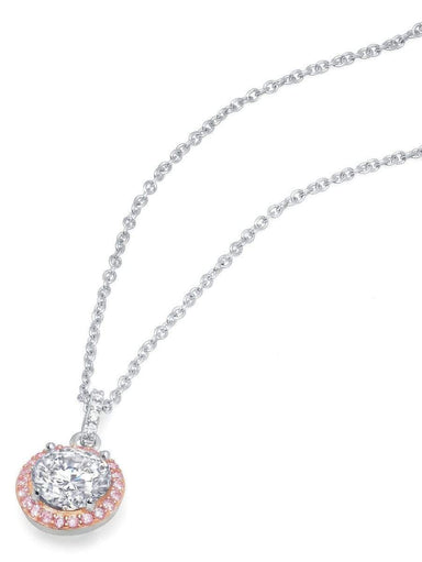 Crislu Jewelry CRISLU Brilliant Cut Fiore Pink Halo Pendant