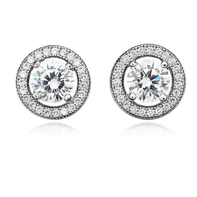 Crislu Jewelry CRISLU Brilliant Cut Halo Earrings Finished in Pure Platinum