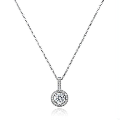 Crislu Jewelry CRISLU Brilliant Cut Halo Pendant Finished in Pure Platinum