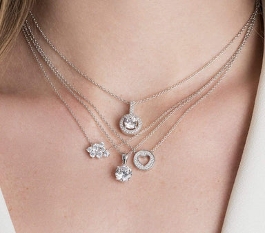 Crislu Jewelry CRISLU Brilliant Cut Halo Pendant Finished in Pure Platinum