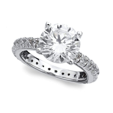 Crislu Jewelry CRISLU Classic Brilliant Solitaire Ring With Pave Band - Size 6