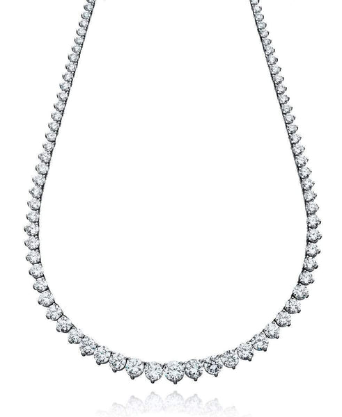 Crislu Jewelry CRISLU Classic Graduated Tennis Necklace Finished in Pure Platinum - 18"
