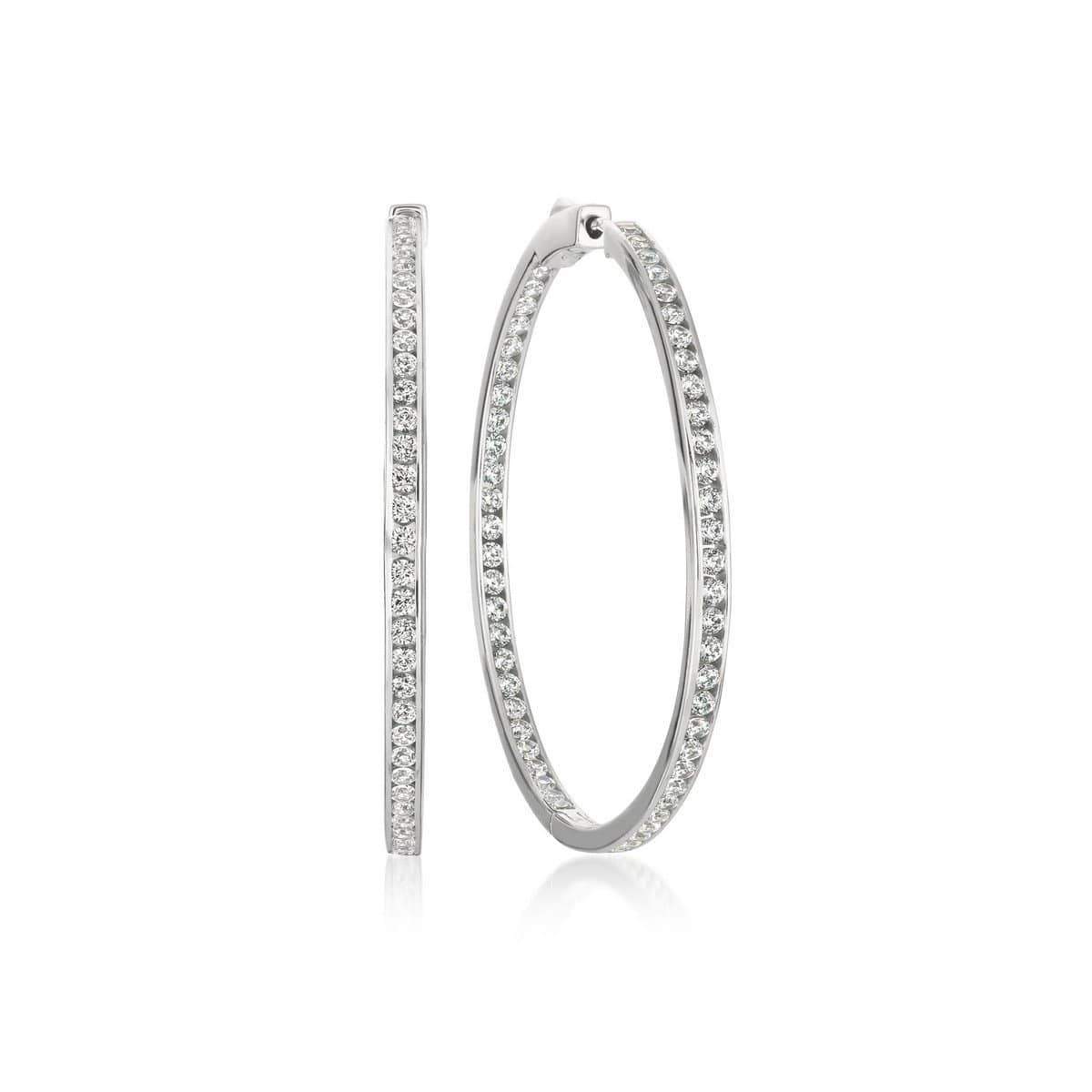 Crislu Jewelry CRISLU Classic Inside Out Hoop Earrings 1.6 Carat Finished in Pure Platinum