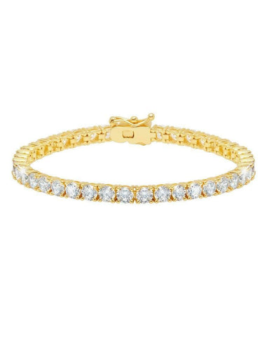 Crislu Jewelry CRISLU Classic Large Brilliant Tennis Bracelet Finished in 18KT Gold - Size 6.5
