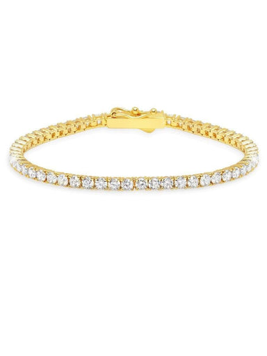 Crislu Jewelry CRISLU Classic Medium Brilliant Tennis Bracelet Finished in 18KT Gold - Size 7