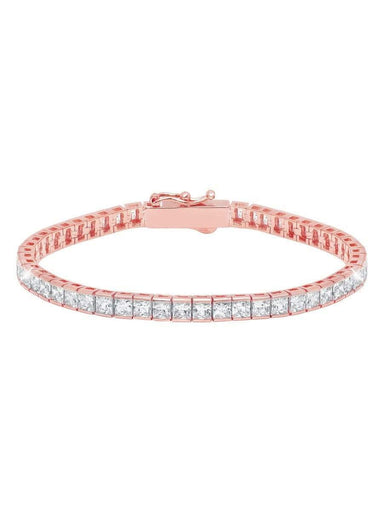 Crislu Jewelry CRISLU Classic Medium Princess Tennis Bracelet Finished in 18KT Rose Gold - Size 7