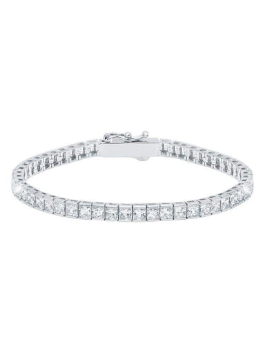 Crislu Jewelry CRISLU Classic Medium Princess Tennis Bracelet Finished in Pure Platinum - Size 6.5