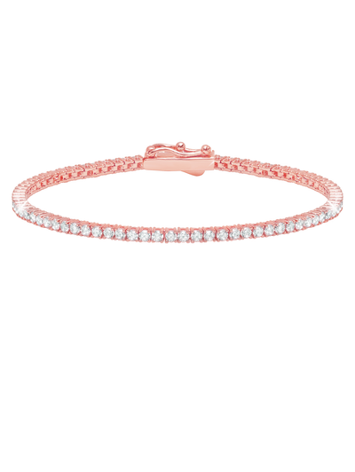 Crislu Jewelry CRISLU Classic Small Brilliant Tennis Bracelet Finished in Rose Gold - Size 6.5