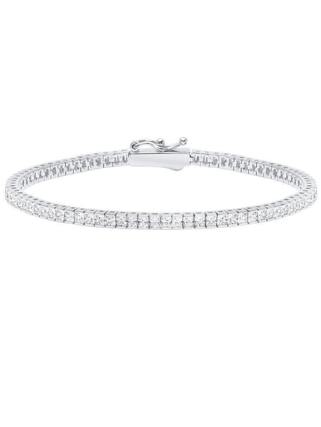 Crislu Jewelry CRISLU Classic Small Princess Tennis Bracelet Finished in Pure Platinum - Size 6.5