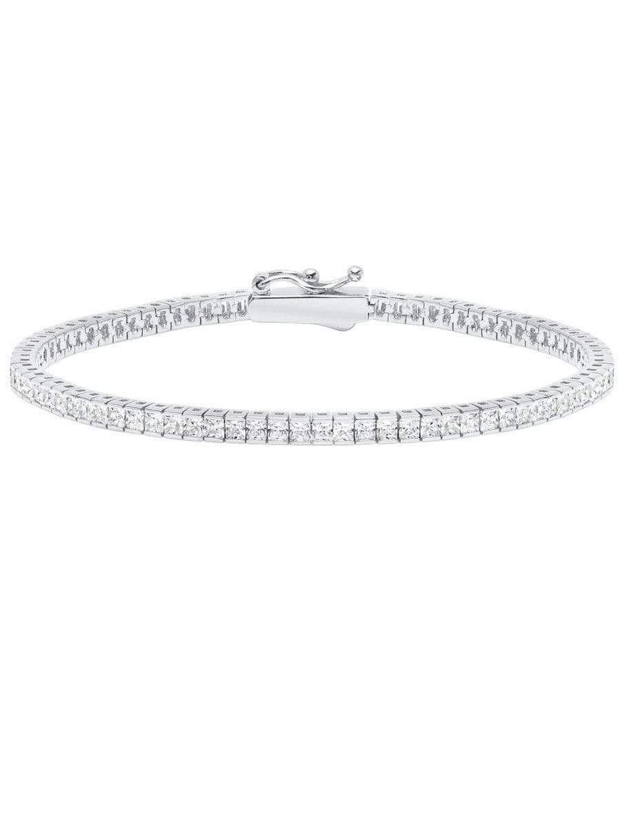 Crislu Jewelry CRISLU Classic Small Princess Tennis Bracelet Finished in Pure Platinum - Size 7.5