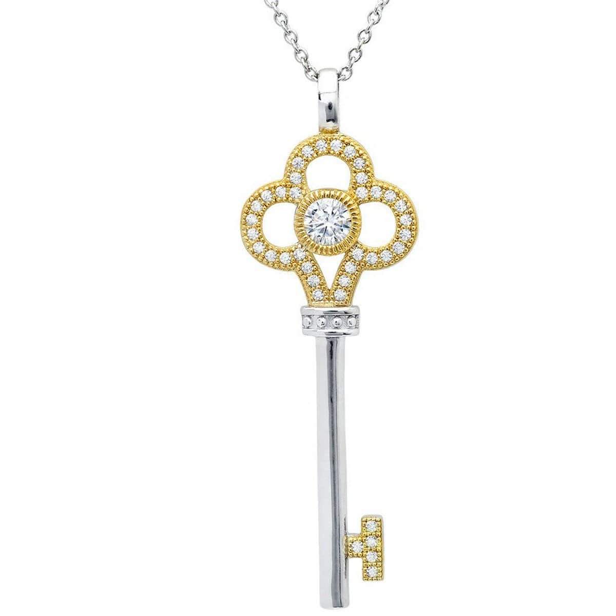 Crislu Jewelry CRISLU Clover Key Pendant - 30"