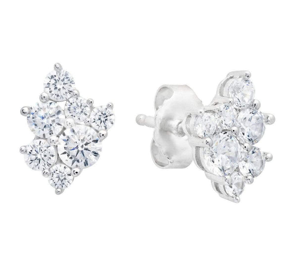 Crislu Jewelry CRISLU Cluster Earrings Finished in Pure Platinum
