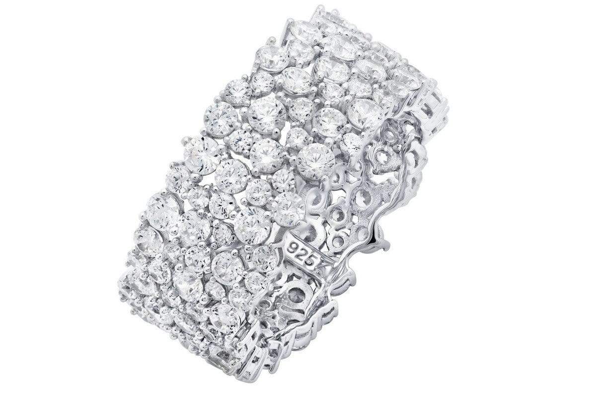 Crislu Jewelry CRISLU Cluster Large Eternity Ring Finished in Pure Platinum - Size 8