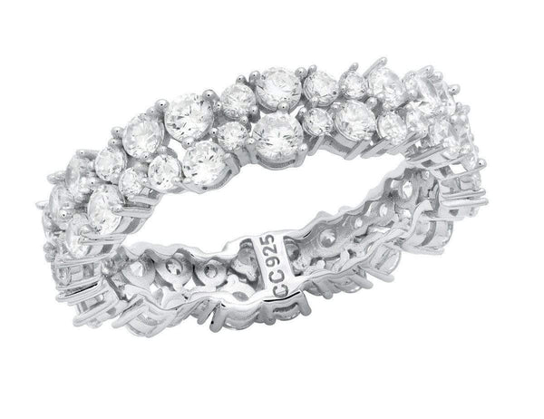 Crislu Jewelry CRISLU Cluster Small Eternity Ring Finished in Pure Platinum - Size 6