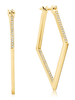 Crislu Jewelry Crislu Diamond Shape Pave Hoop Earrings In 18KT Yellow Gold