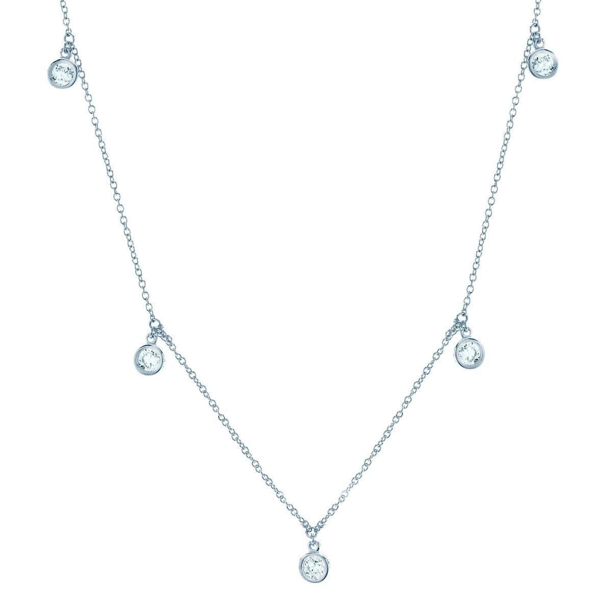 Crislu Jewelry CRISLU Drop Bezel Necklace Finished in Pure Platinum - 16"