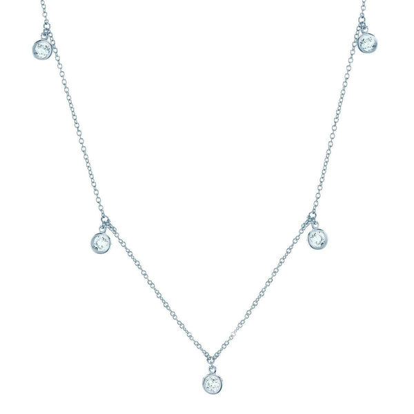 Crislu Jewelry CRISLU Drop Bezel Necklace Finished in Pure Platinum - 16"