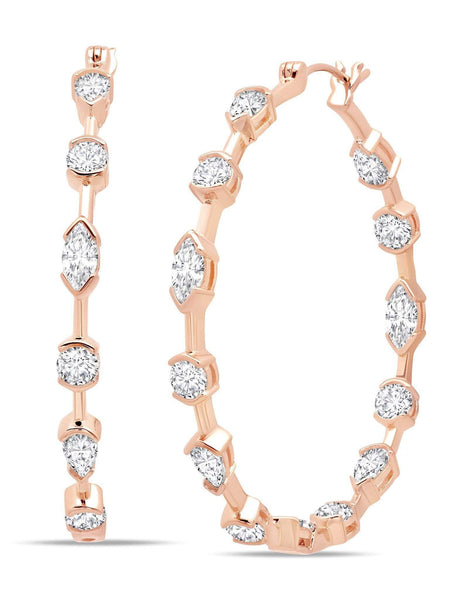 Crislu Jewelry Crislu Lavish Cubic Zirconia Hoop Earrings Finished in 18kt Rose Gold