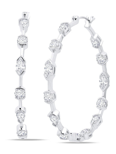 Crislu Jewelry Crislu Lavish Cubic Zirconia Hoop Earrings Finished in Pure Platinum