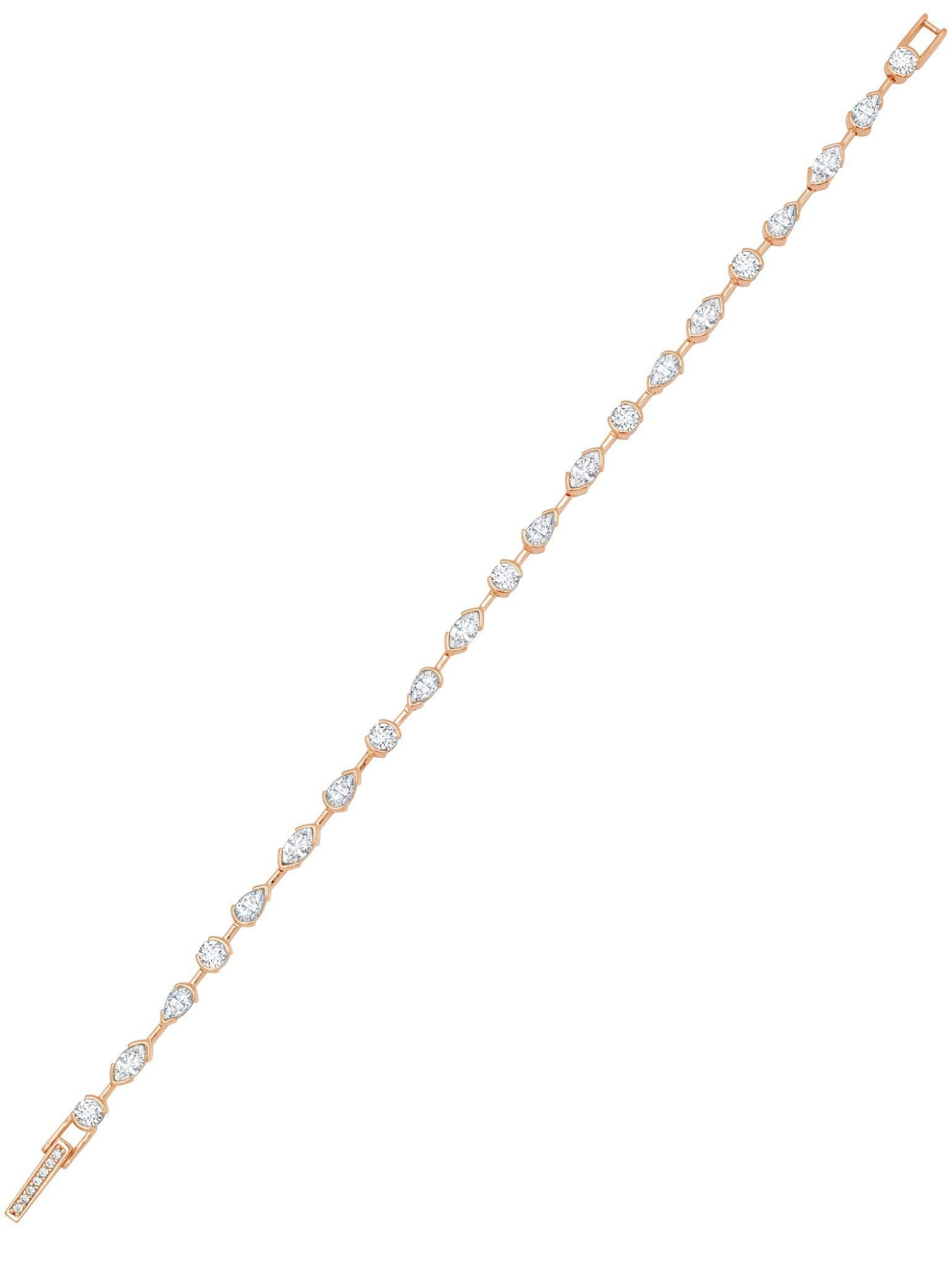 Crislu Pave Circles Chain Bracelet in Rose Gold Plating