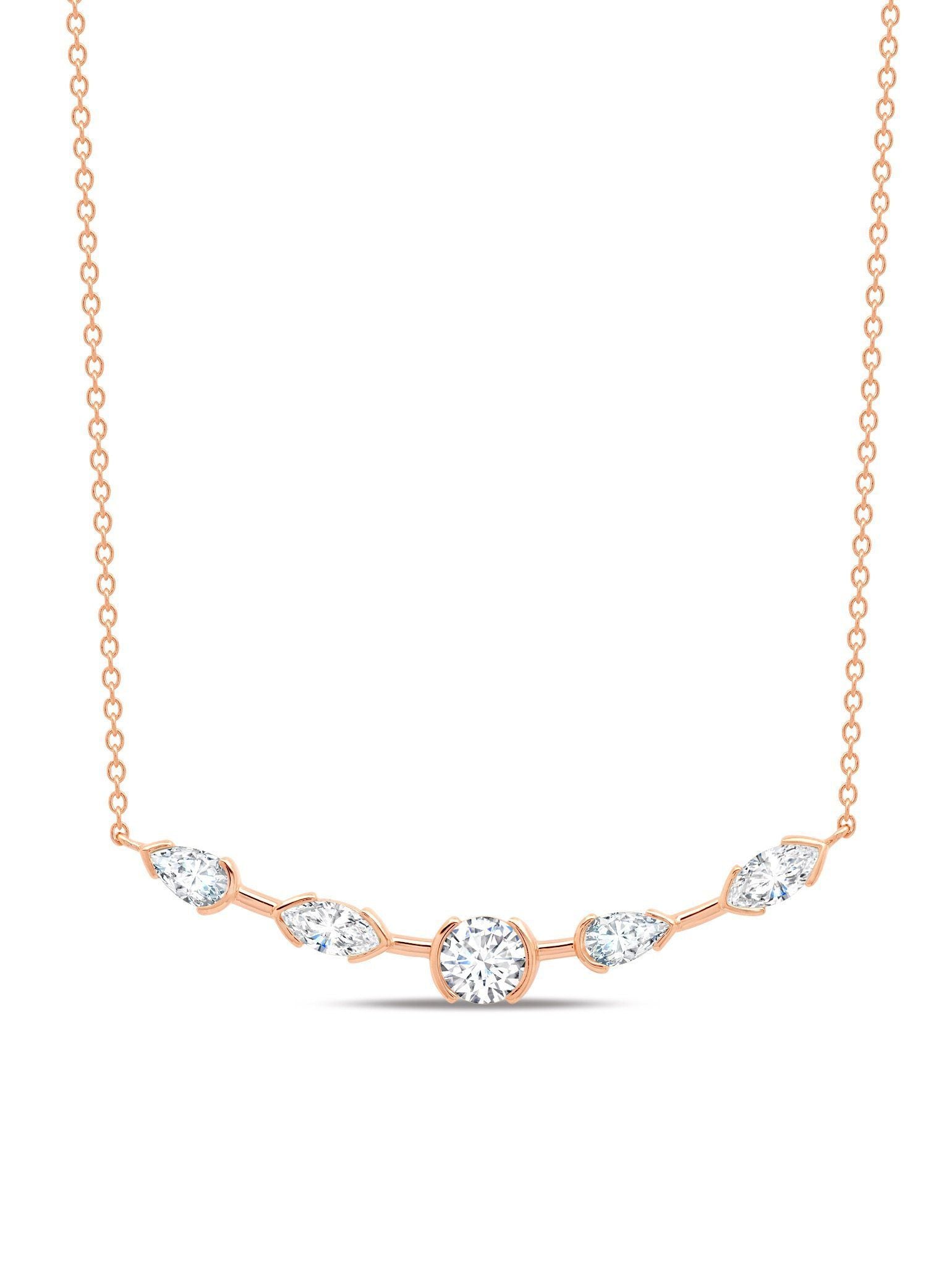 Crislu Jewelry Crislu Lavish Split Bezel CZ Necklace Finished in 18kt Rose Gold